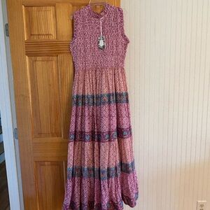 Oliphant Pink and Purple Patterned Maxi Dress